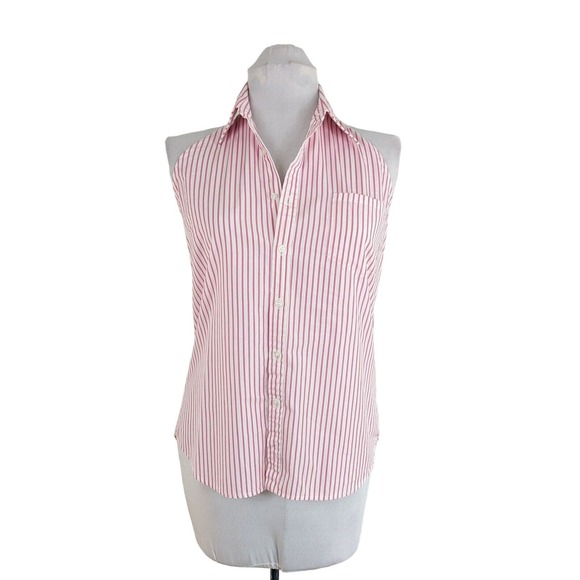 Ralph Lauren Halter Top Button Up Pink White Stripe Preppy Classic Summer 10 - Picture 3 of 10
